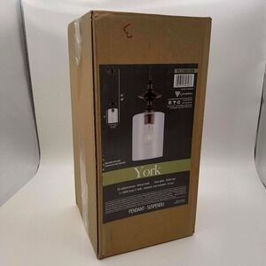 Canarm York Oil Rubbed Bronze Clear Glass Pendant Light Fixture‎ IPL276B010RB